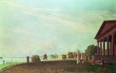 Casa Barrackpore, Calcuta, grabado por Robert Havell, pub. 1824 de James Baillie Fraser