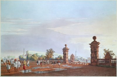 Plaza del Tanque desde el oeste, grabado por Robert Havell, pub. 1824 de James Baillie after Fraser