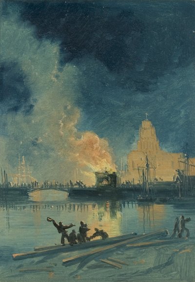 Disturbios de Bristol: Quema de la Casa de Peaje en el Puente de la Calle Prince, c.1832 de James Baker Pyne