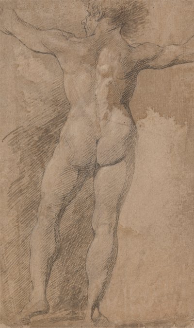 Hombre con los brazos abiertos visto desde atrás de James Barry