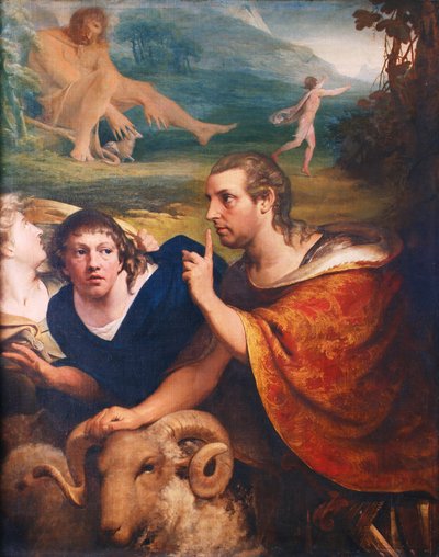Retratos de James Barry y Edmund Burke en los personajes de Ulises y su compañero huyendo de la Cueva de Polifemo, 1776 de James Barry