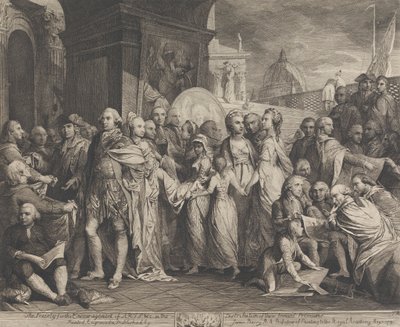 La Reina o la educación doméstica en Windsor (Diseños para las paredes del Gran Salón de la Sociedad para el Fomento de las Artes) de James Barry