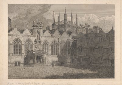 Vista de la capilla y el vestíbulo del Oriel College de James Basire