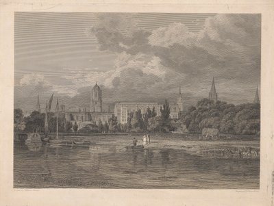 Vista sur de Christ Church, etc. desde los prados de James Basire