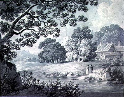 Paisaje, mostrando un río en primer plano de James Bayes