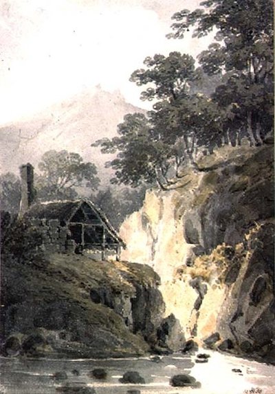 Paisaje rocoso en Cornualles, con ruinas de un castillo en la distancia de James Bourne