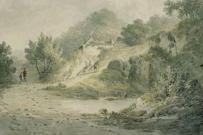 Vista cerca de Halifax. Un sendero con una cabaña en una pendiente de James Bourne