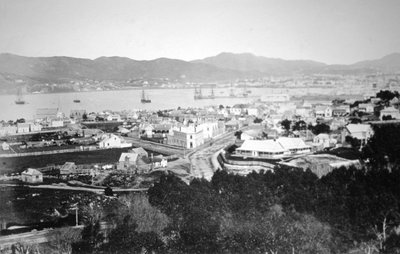 Puerto de Lambton y Muelle de la Reina, Wellington, Nueva Zelanda, 1870 de James Bragge