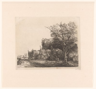 Paisaje con tres casas de campo a dos aguas junto a una carretera de James Bretherton