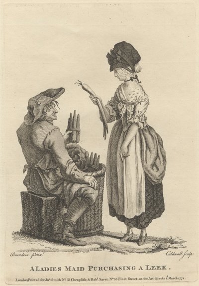 Una doncella comprando un puerro de James Caldwall