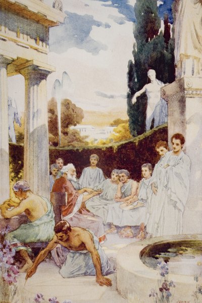 La Academia en Atenas, ilustración de 
