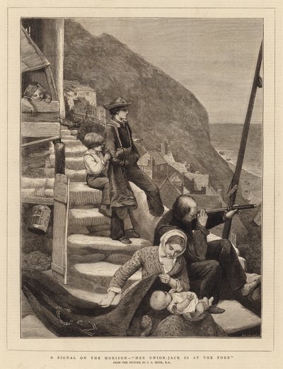 Una señal en el horizonte, su Union-Jack está en el mástil de proa de James Clarke Hook