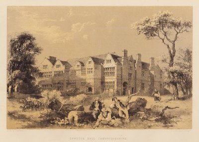 Sawston Hall, Cambridgeshire (aguatinta) de James Dafforne