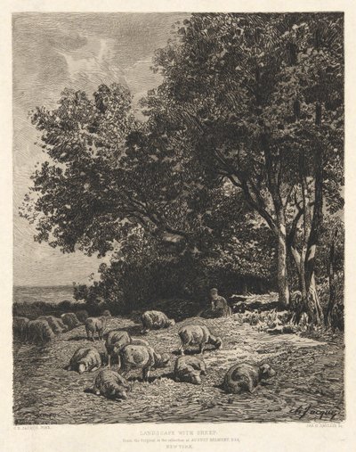Paisaje con ovejas, después de Ch-Jacque de James David Smillie