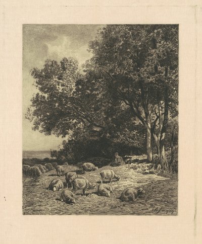 Paisaje con ovejas de James David Smillie, after Charles Émile Jacque