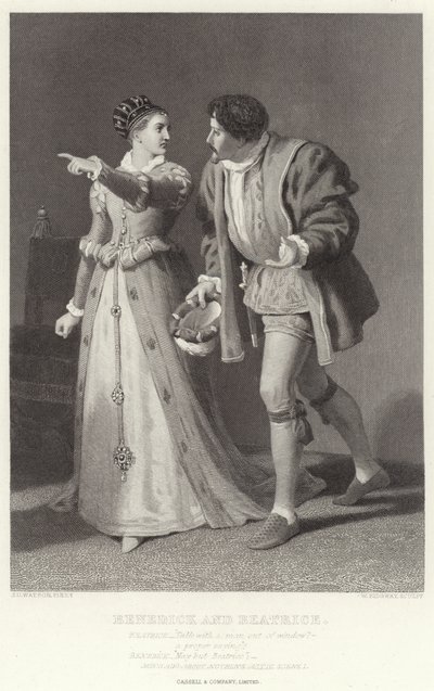 Benedick y Beatrice, Mucho ruido y pocas nueces, Acto IV, Escena I de James Dawson Watson