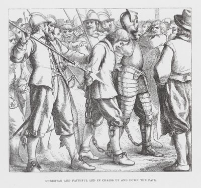 Cristianos y fieles conducidos encadenados por la Feria (grabado) de James Dawson Watson