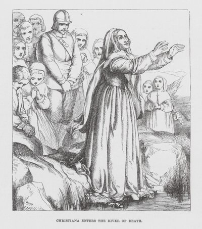 Christiana entra en el Río de la Muerte (grabado) de James Dawson Watson