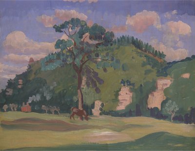 Paisaje con un caballo pastando de James Dickson Innes