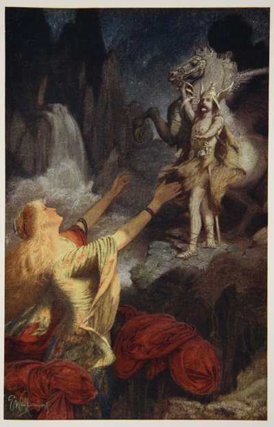 El regreso de Hundingsbane a Valhala, ilustración de 