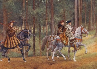El mercader de Venecia de Shakespeare: Bassanio y Gratiano (litografía en color) de James Dromgole Linton