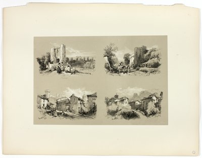 Fréjus, Beaucaire, Castillo, de Selecciones Pintorescas de James Duffield Harding