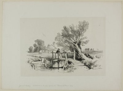 Paisaje con niño pescando de James Duffield Harding