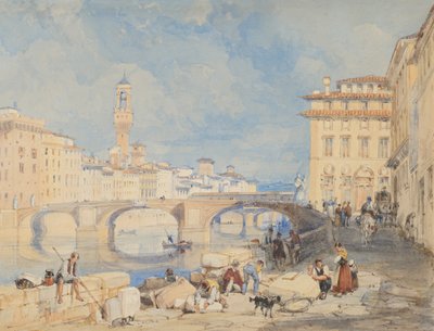 Ponte Santa Trinità, Florencia, antes de 1832 de James Duffield Harding
