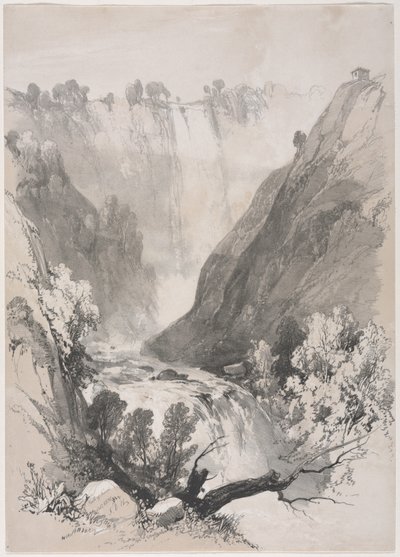Bocetos en casa y en el extranjero: Cataratas de Terni de James Duffield Harding