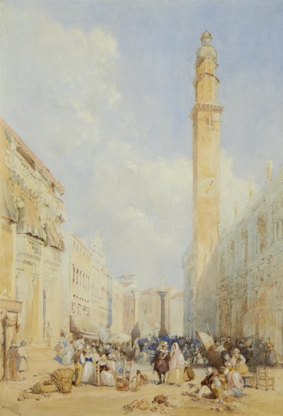 Vicenza; con la inscripción "VICENZA" (abajo a la izquierda); acuarela con trazos de lápiz y realzada con blanco y color de la carrocería 40 x 27,5 cm de James Duffield Harding