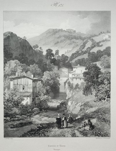 Viajes pintorescos y románticos en la antigua Francia. Auvernia: Cascadas de Thiers de James Duffield Harding