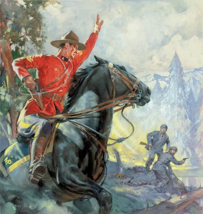 Canadian Mounties (gouache sobre papel) de James Edwin McConnell