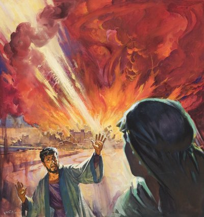 Destrucción de Sodoma y Gomorra (gouache sobre papel) de James Edwin McConnell