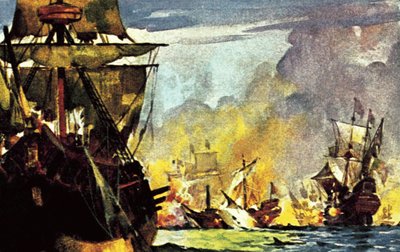 El último combate de Sir Richard Grenville en su barco 