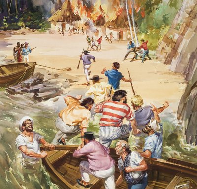Trata de esclavos (gouache sobre papel) de James Edwin McConnell