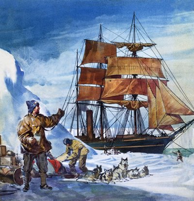 El Terra Nova en la Antártida (gouache sobre papel) de James Edwin McConnell