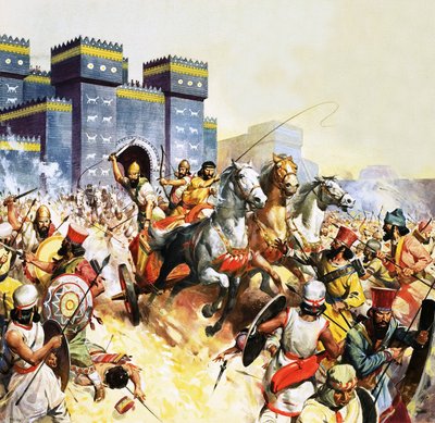 Zopiro atacando a los persas fuera de las murallas de Babilonia de James Edwin McConnell