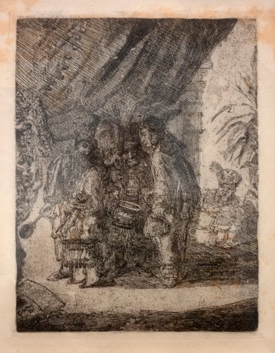 Iston, Pouffamatus, Cracozie y Transmouffe, famosos médicos persas, examinando el taburete de Darío tras la batalla de Arabela. de James Ensor