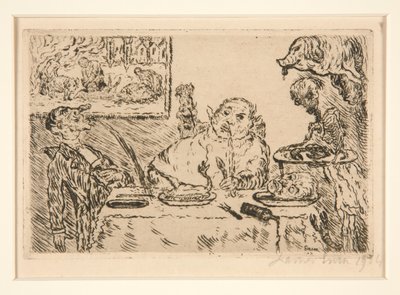 La gourmandise (Glotonería), del portafolio Les p?ch?s capitaux (Los pecados capitales) de James Ensor