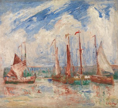 Puerto de Ostende, c.1900-04 (óleo sobre lienzo) de James Ensor