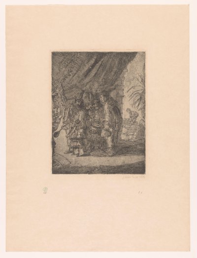 Los genetistas de Perzia exploran el tema del rey Darío
Iston, Pouffamatus, Cracozie y Transmouff, famosos médicos persas que examinan las heces del rey Darío tras la batalla de Arbelles de James Ensor