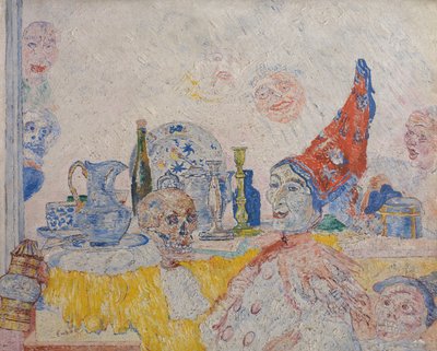 Pierrot y el esqueleto con túnica amarilla de James Ensor