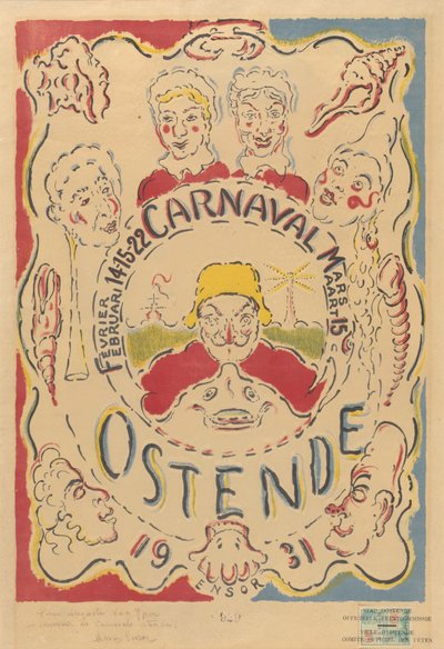 Plakat für den Karneval in Ostende de James Ensor