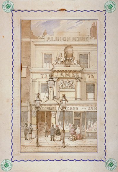 Casa Albion y la entrada al Teatro de la Princesa, Oxford Street, Westminster, Londres, c1840 de James Findlay
