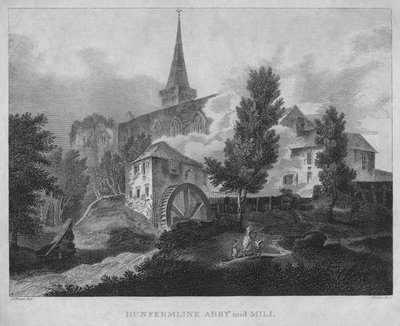 Abadía y molino de Dunfermline, 1804 de James Fittler