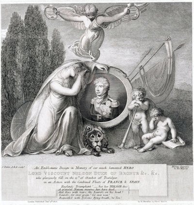 Dibujo icónico en memoria de nuestro difunto héroe Lord Vizconde Horatio Nelson (1758-1805) de James Fittler