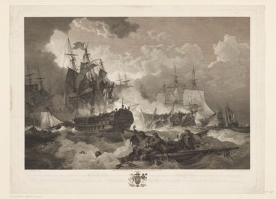 Escoria bij Kamperduin, 1797 La victoria obtenida sobre la flota holandesa por el escuadrón británico del Mar del Norte bajo el mando del almirante Duncan en la acción del 11 de octubre de 1797 (título sobre objeto) de James Fittler