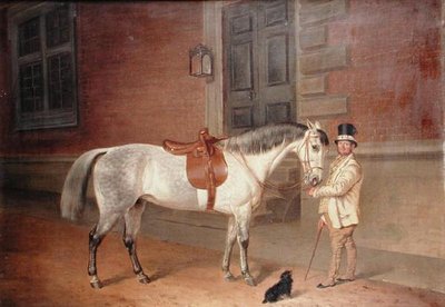 La yegua de Lady Rosamund con el jefe de establos en Tredegar House, Newport de James Flewitt Mullock