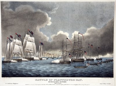Batalla de la Bahía de Plattsburg: Victoria de McDonough, pub. 1840 de James Fuller Queen