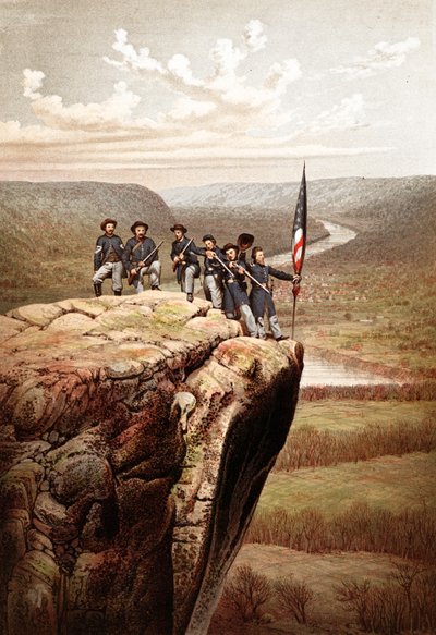 Soldados de la Unión en Lookout Mountain, Tennessee, pub. 1863 de James Fuller Queen